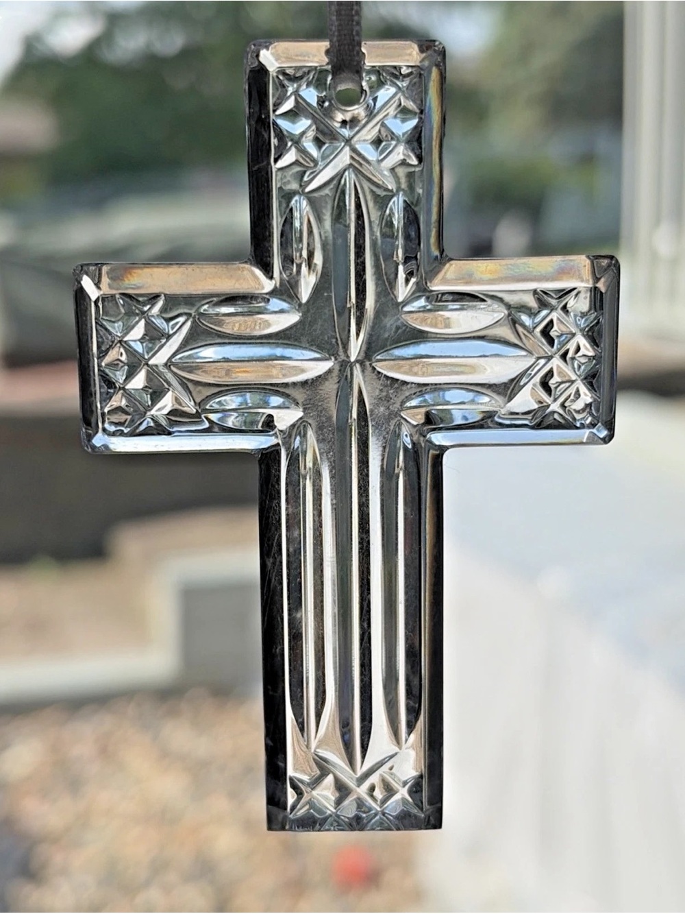 Waterford Crystal Glass Lismore Cross Ornament Ireland
